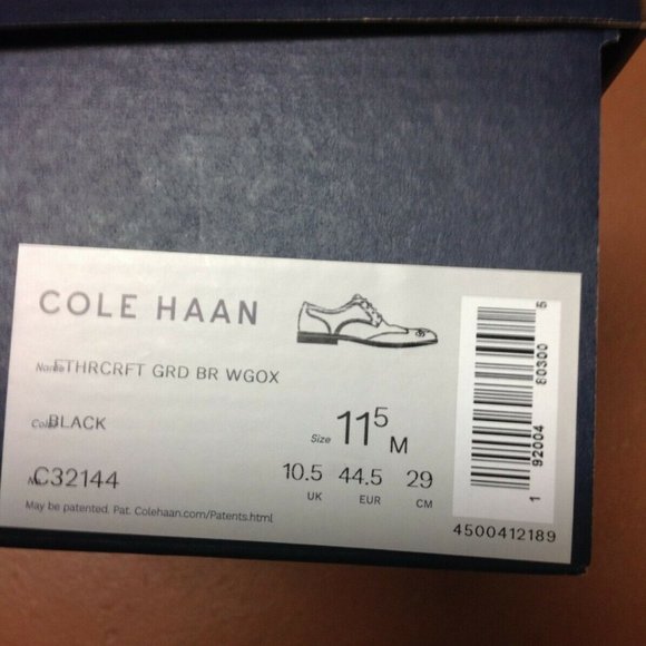 Cole Haan Men\'s FeatherCraft Grand Black Leather Oxford casual shoes 11.5M - NIB